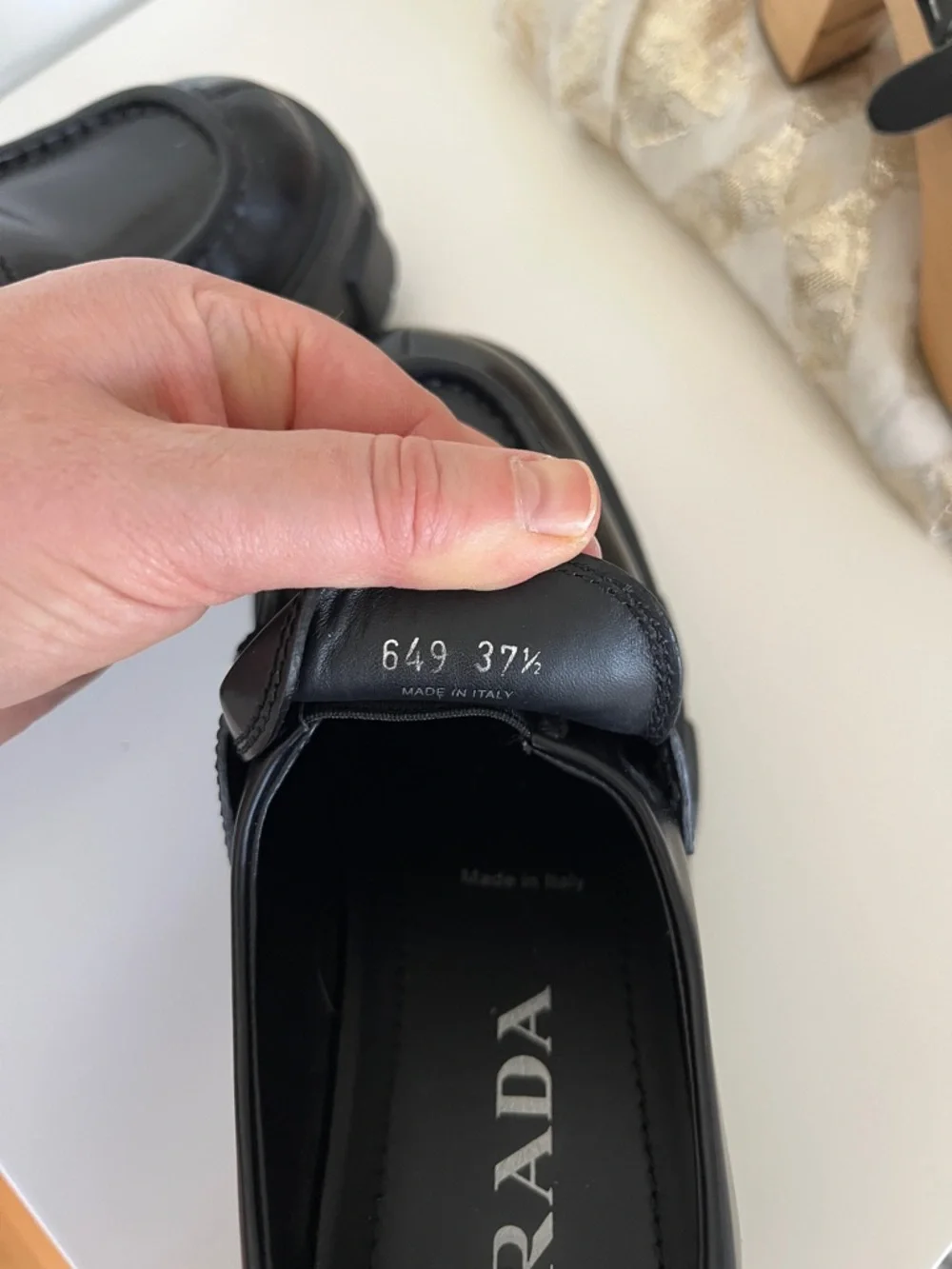 Prada Black Leather Chunky Lug-Sole Loafers - Picture 3 of 3